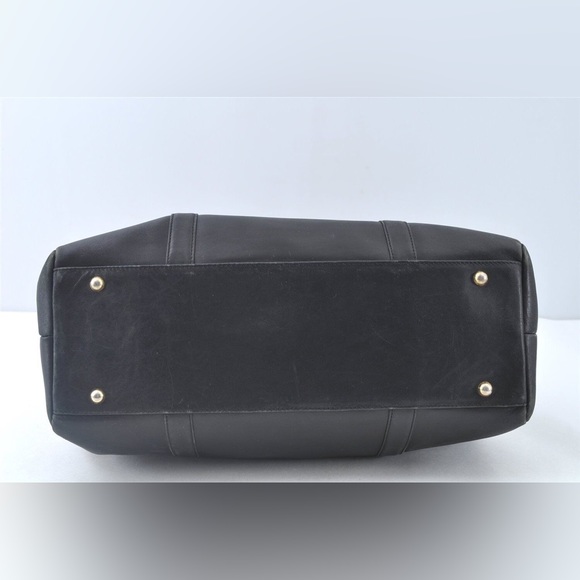 GIANNI VERSACE • AUTHENTIC VINTAGE BLACK GENUINE LEATHER SUNBURST LARGE TOTE BAG - Picture 9 of 16